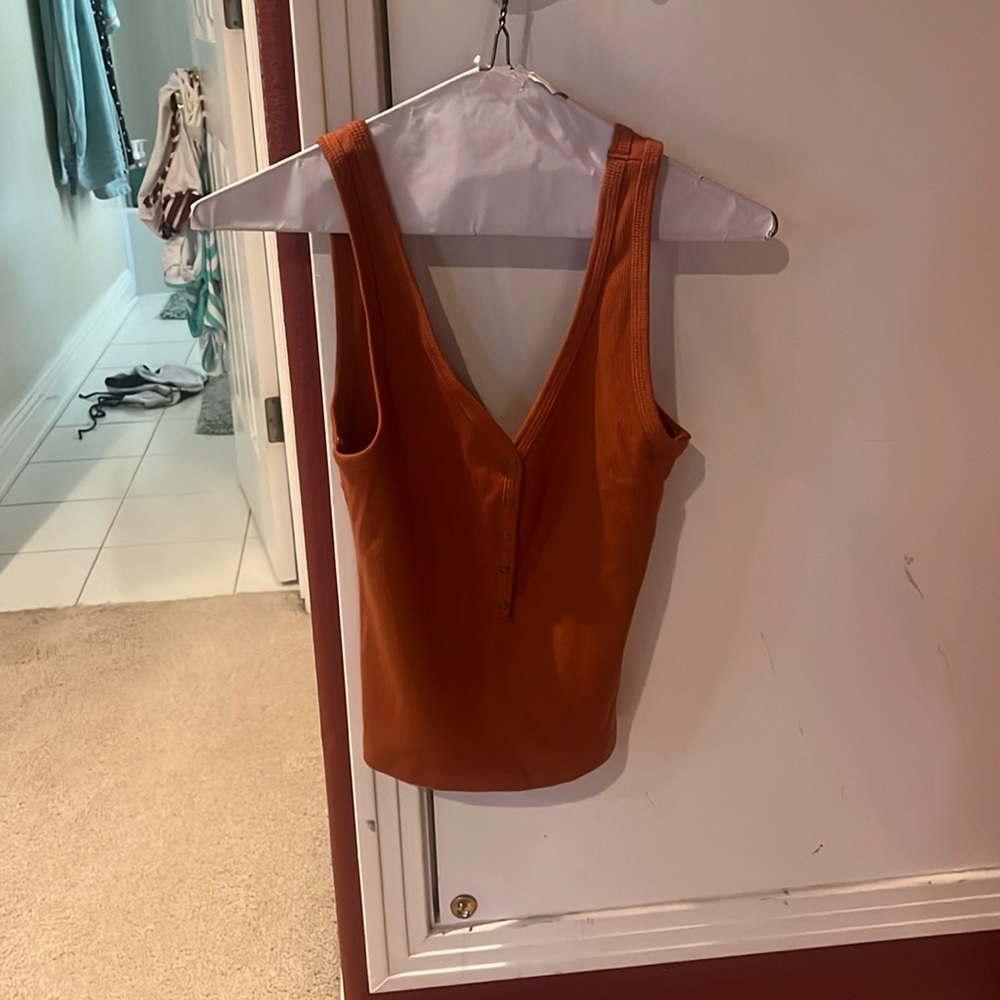 Burnt orange small deep v with button top from Abercrombie
